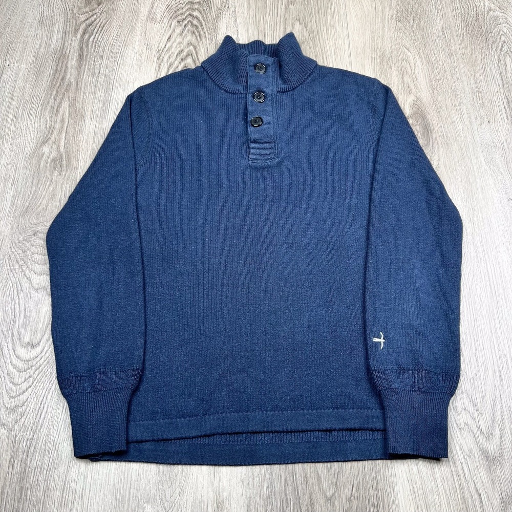 Relwen Mock Neck Pullover Sweater Wool Blend Mens Size Small Navy Blue